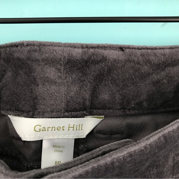 Garnet Hill Velvet Slim Fit Mid Rise Stretch Ankle Pant 8 Petite Grey - Picture 7 of 10